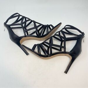 Antonio Melani Leather Elegant Black Strappy Heels